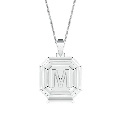 Angara Men's Capital 'm' Octagon Medallion Initial Pendant With Chain In Metallic