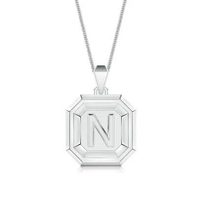 Angara Men's Capital 'n' Octagon Medallion Initial Pendant With Chain In Metallic