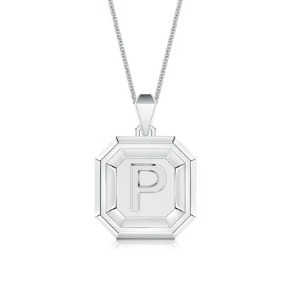 Angara Men's Capital 'p' Octagon Medallion Initial Pendant With Chain In Metallic