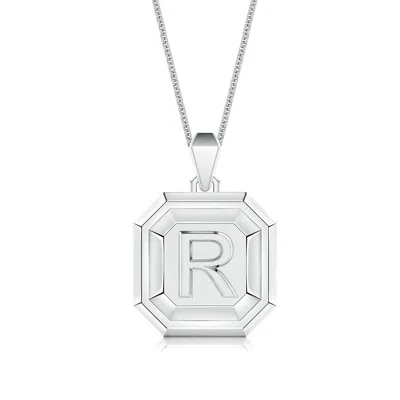 Angara Men's Capital 'r' Octagon Medallion Initial Pendant With Chain In Metallic
