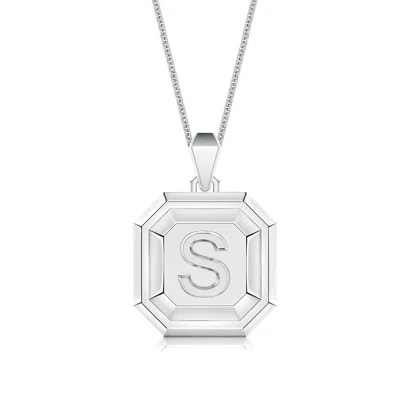 Angara Men's Capital 's' Octagon Medallion Initial Pendant With Chain In Metallic