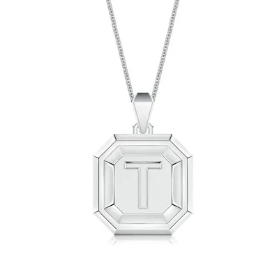 Angara Men's Capital 't' Octagon Medallion Initial Pendant With Chain In Metallic