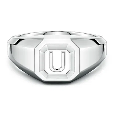 Angara Men's Capital 'u' Octagon Signet Ring In Metallic