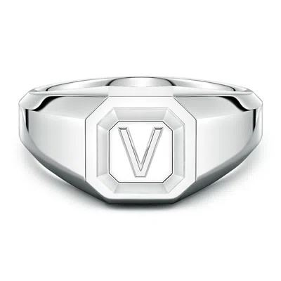 Angara Men's Capital 'v' Octagon Signet Ring In Metallic
