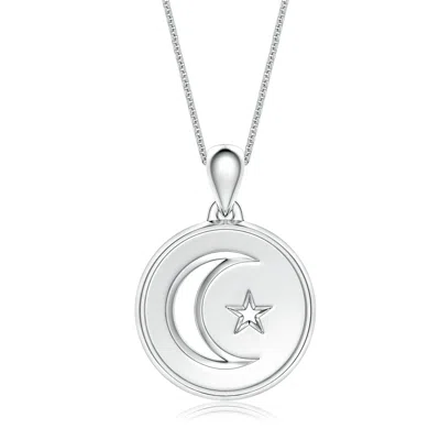 Angara Men's Crescent Moon And Star Pendant In Metallic