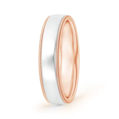 Angara Milgrain-edged Polished Comfort-fit Men's Wedding Band In Rose & White Gold
