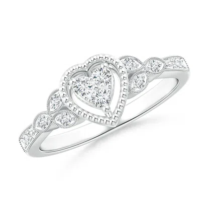 Angara Milgrain Petal Diamond Composite Heart Promise Ring In Metallic