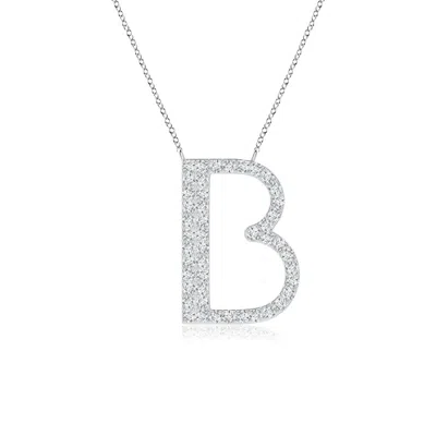 Angara Modern Deco Diamond Capital "b" Initial Pendant In Metallic