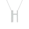 Angara Modern Deco Diamond Capital "h" Initial Pendant In White Gold/g