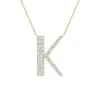 Angara Modern Deco Diamond Capital "k" Initial Pendant In Yellow Gold/g