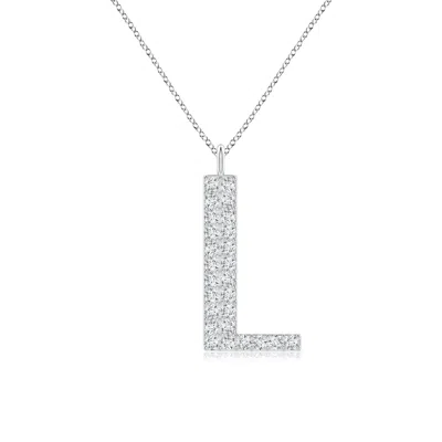 Angara Modern Deco Diamond Capital "l" Initial Pendant In Metallic