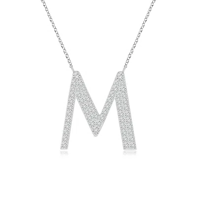 Angara Modern Deco Diamond Capital "m" Initial Pendant In Metallic