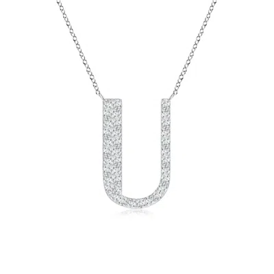 Angara Modern Deco Diamond Capital "u" Initial Pendant In Metallic