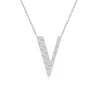 Angara Modern Deco Diamond Capital "v" Initial Pendant In Platinum/g