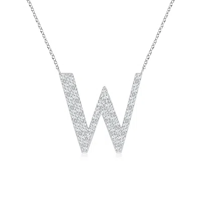 Angara Modern Deco Diamond Capital "w" Initial Pendant In Metallic