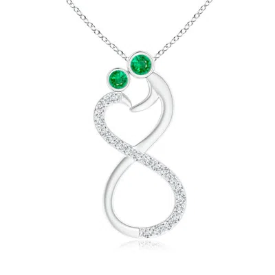 Angara Mom & Me Emerald Two Stone Infinity Pendant In Metallic