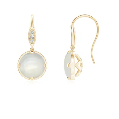 Angara Moonstone Fish Hook Earrings With Diamond Accents In Gold