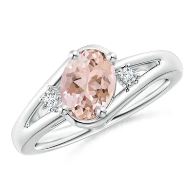 Angara Morganite And Diamond Split Shank Ring In Metallic