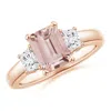 Angara Morganite And Diamond Three Stone Ring In Rose Gold/peach