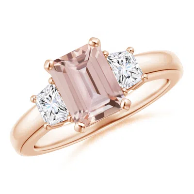 Angara Morganite And Diamond Three Stone Ring In Gold