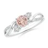Angara Morganite And Diamond Twisted Vine Ring In White Gold/peach
