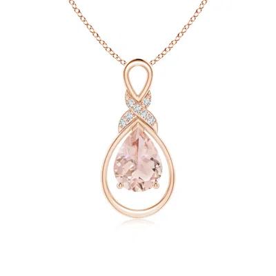 Angara Morganite Infinity Pendant With Diamond 'x' Motif