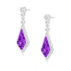 Angara Moroccan Style Kite-shaped Amethyst Dangle Earrings In White Gold/dark Purple
