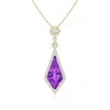 Angara Moroccan Style Kite-shaped Amethyst Pendant In Yellow Gold/dark Purple