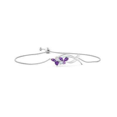 Angara Multi-shape Amethyst & Diamond Sumi Stroke Bolo Bracelet In Metallic