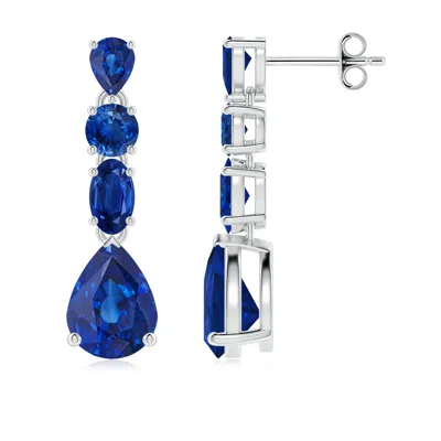Angara Multi-shape Blue Sapphire Dangle Earrings