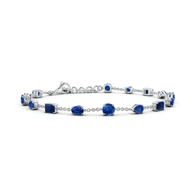 Angara Multi-shape Blue Sapphire Station Bracelet In Metallic