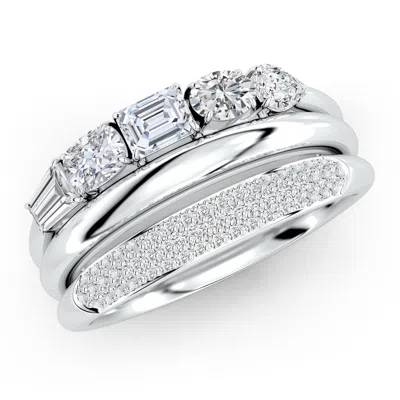 Angara Multi-shape Diamond Triple Layered Statement Ring