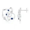 Angara Multi-shape Dispersed Diamond & Sapphire Sakura Studs In White Gold/i-j