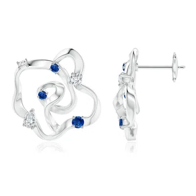 Angara Multi-shape Dispersed Diamond & Sapphire Sakura Studs In Metallic