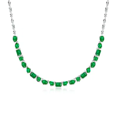 Angara Multi-shape Emerald Adjustable Chain Necklace