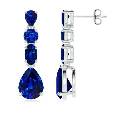 Angara Multi-shape Lab-grown Blue Sapphire Dangle Earrings In Metallic