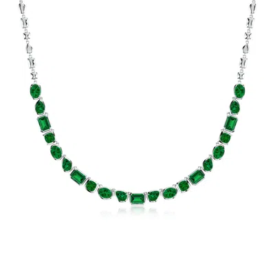 Angara Multi-shape Lab-grown Emerald Adjustable Chain Necklace