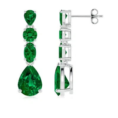 Angara Multi-shape Lab-grown Emerald Dangle Earrings In Green