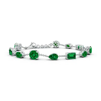 Angara Multi-shape Lab-grown Emerald Station Bracelet In Green