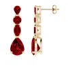 Angara Multi-shape Lab-grown Ruby Dangle Earrings In Yellow Gold/deep Rich Red