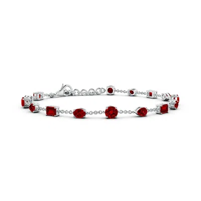 Angara Multi-shape Lab-grown Ruby Station Bracelet In Metallic