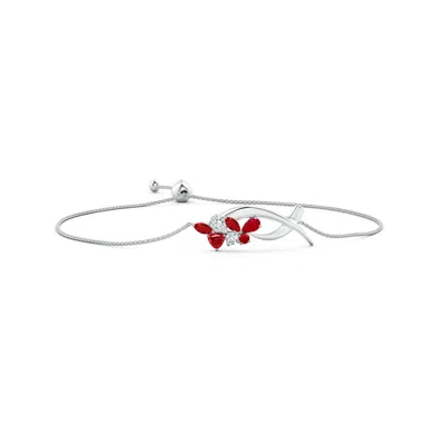 Angara Multi-shape Ruby & Diamond Sumi Stroke Bolo Bracelet In Metallic