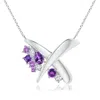 Angara Multi-shape Waterfall Amethyst & Diamond Sumi Stroke Pendant In White Gold/medium Dark Purple