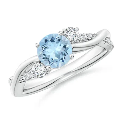 Angara Nature Inspired Aquamarine & Diamond Twisted Vine Ring In Metallic