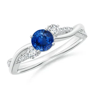 Angara Nature Inspired Blue Sapphire & Diamond Twisted Vine Ring