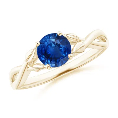 Angara Nature Inspired Blue Sapphire Crossover Engagement Ring With Leaf Motifs