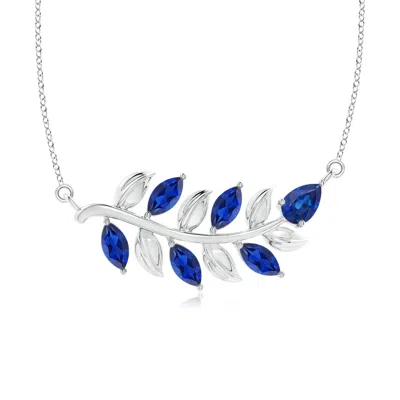 Angara Nature Inspired Blue Sapphire Tree Branch Necklace In Metallic