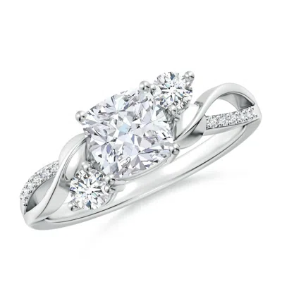 Angara Nature Inspired Cushion Lab-grown Diamond Twisted Vine Engagement Ring In Metallic