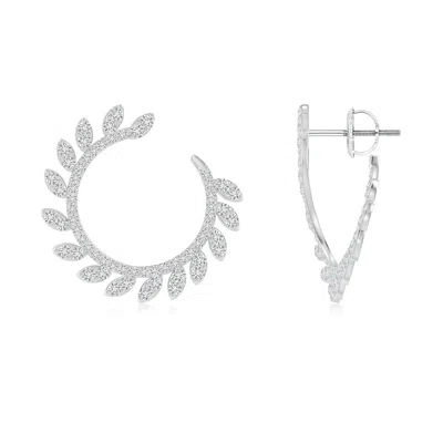 Angara Nature Inspired Diamond Front-to-back Leaf Earrings In Metallic