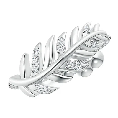 Angara Nature-inspired Diamond Leaf Bolo Ring In White